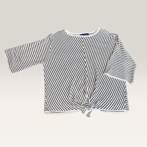 Apt. 9 Black and White Striped Sweater Short Sleeve (XL)